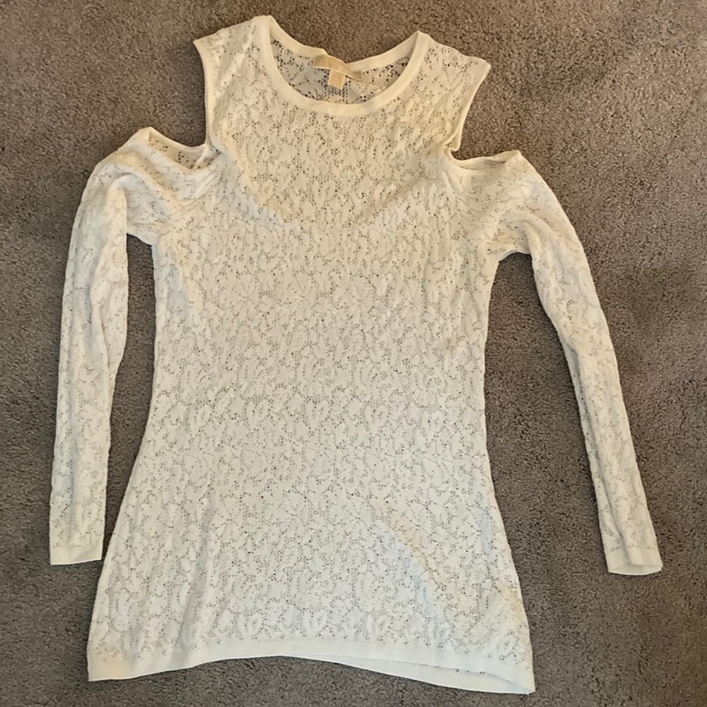 Micheal Kors White Cold Shoulder Long Sleeve